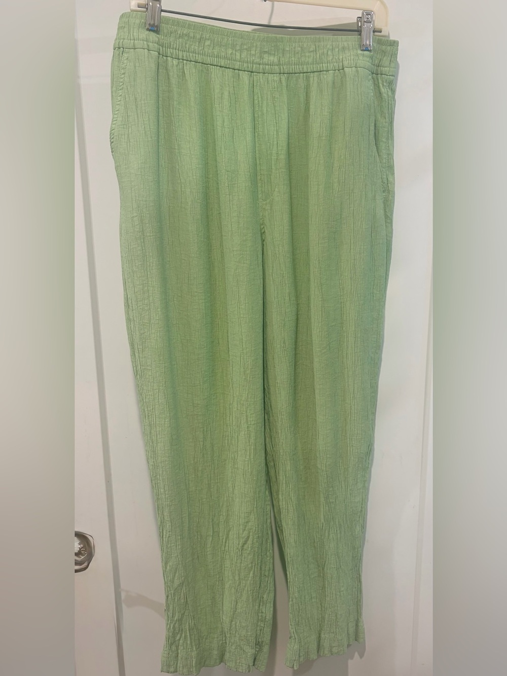 Madewell Crinkled Crepe Straight Leg In Seedling Light Green